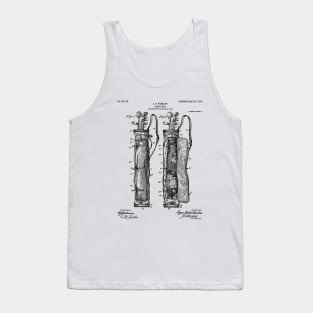 Golf Bag Patent - Caddy Art - Black And White Tank Top